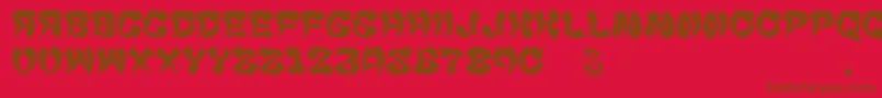 フォントgomarice cyankonabe – 赤い背景に茶色の文字