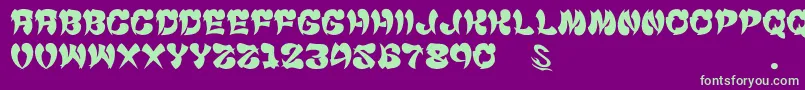 フォントgomarice cyankonabe – 紫の背景に緑のフォント