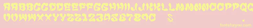 gomarice cyankonabe-Schriftart – Gelbe Schriften auf rosa Hintergrund