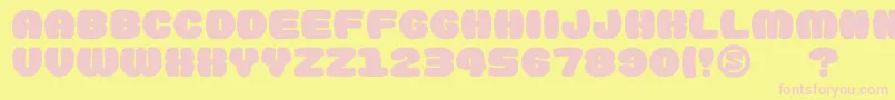 gomarice doughnut monster-Schriftart – Rosa Schriften auf gelbem Hintergrund