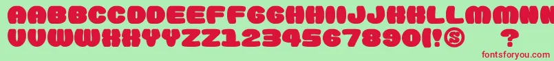 gomarice doughnut monster-Schriftart – Rote Schriften auf grünem Hintergrund