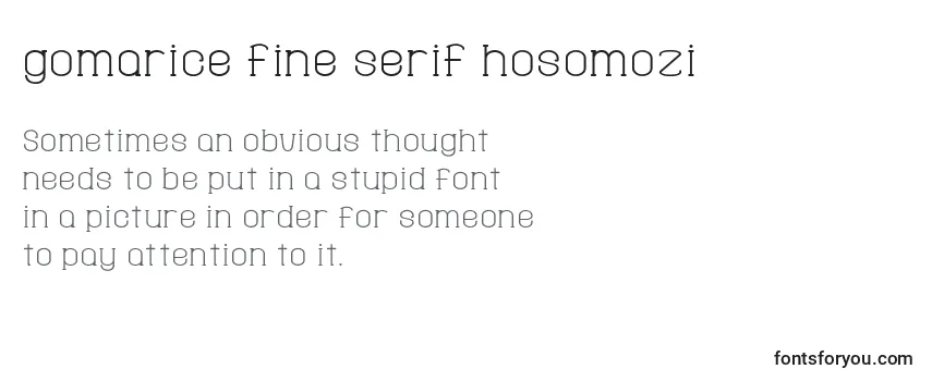 Überblick über die Schriftart Gomarice fine serif hosomozi