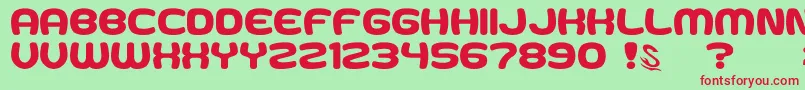 フォントgomarice goma cookie – 赤い文字の緑の背景