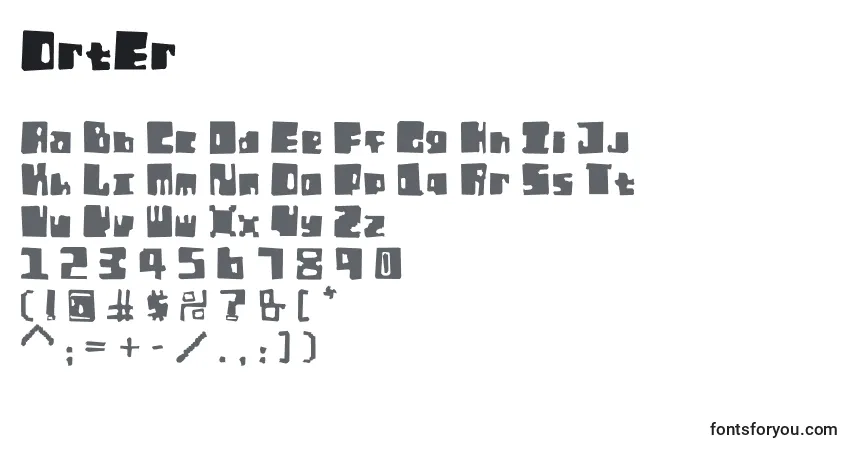 Czcionka OrtEr – alfabet, cyfry, specjalne znaki