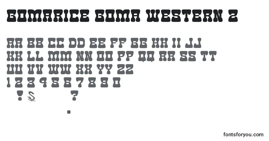 Czcionka Gomarice goma western 2 – alfabet, cyfry, specjalne znaki