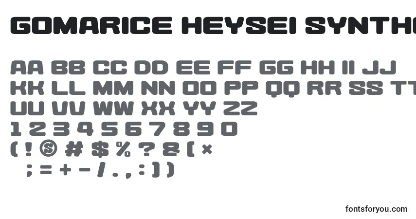 A fonte Gomarice heysei synthesizer – alfabeto, números, caracteres especiais