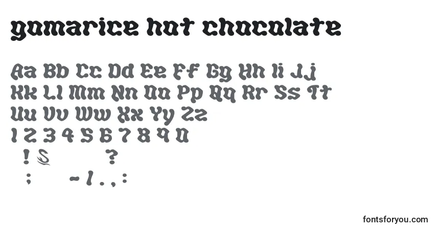 A fonte Gomarice hot chocolate – alfabeto, números, caracteres especiais