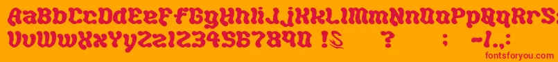 gomarice hot chocolate-Schriftart – Rote Schriften auf orangefarbenem Hintergrund