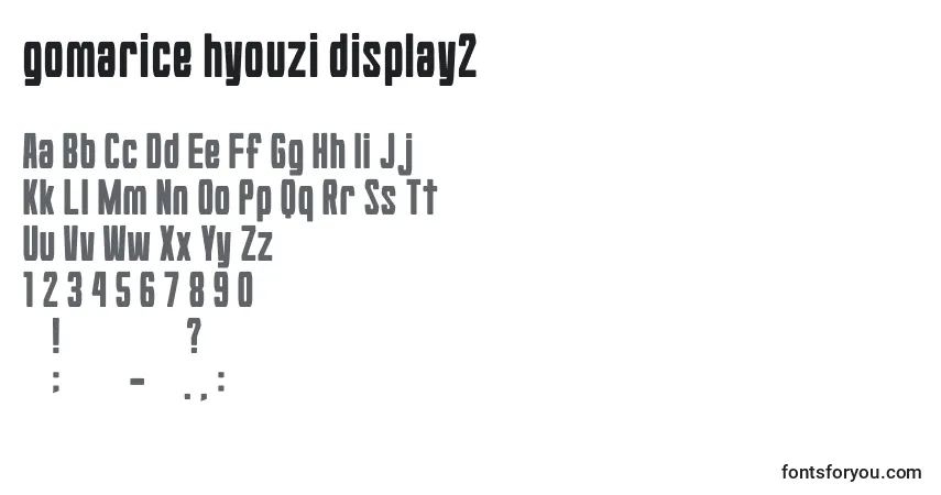 A fonte Gomarice hyouzi display2 – alfabeto, números, caracteres especiais