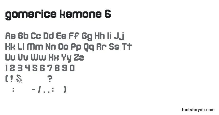 A fonte Gomarice kamone 6 – alfabeto, números, caracteres especiais