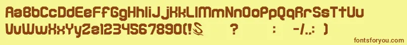 Weitere Informationen zur gomarice kamone 6-Schriftart gomarice kamone 6-Schriftart – Braune Schriften auf gelbem Hintergrund