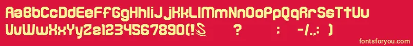 フォントgomarice kamone 6 – 黄色の文字、赤い背景