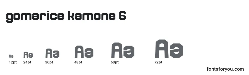 Размеры шрифта Gomarice kamone 6