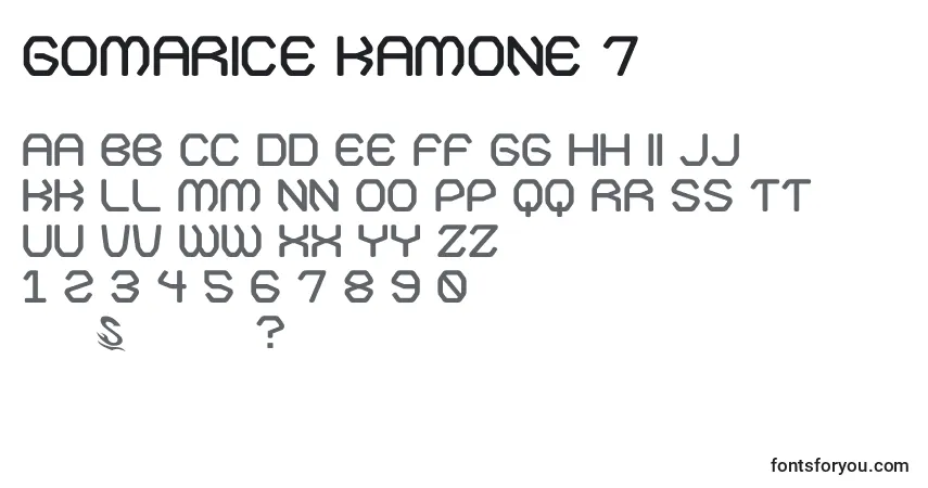 Gomarice kamone 7-fontti – aakkoset, numerot, erikoismerkit
