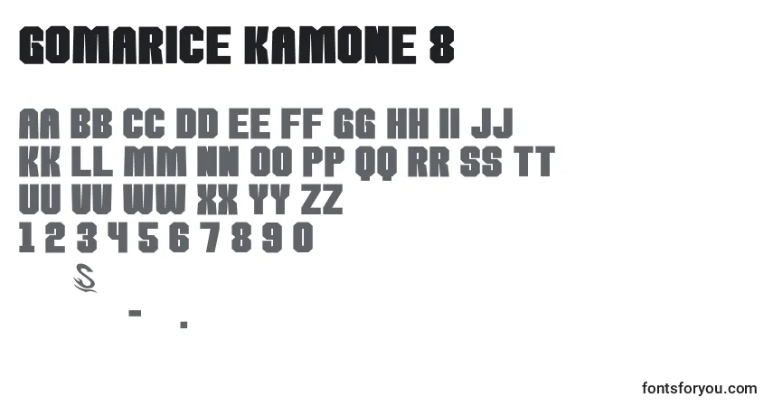 Schriftart Gomarice kamone 8 – Alphabet, Zahlen, spezielle Symbole
