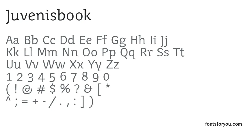 Шрифт Juvenisbook – алфавит, цифры, специальные символы