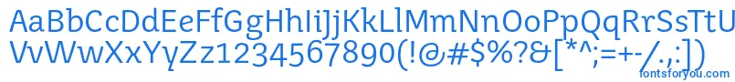 Juvenisbook-fontti – siniset fontit valkoisella taustalla