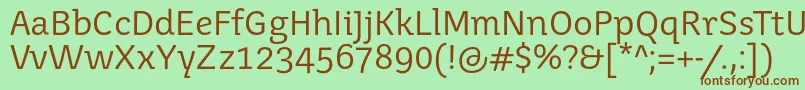 Juvenisbook-fontti – ruskeat fontit vihreällä taustalla