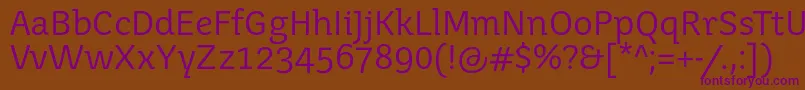 Juvenisbook-fontti – violetit fontit ruskealla taustalla