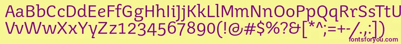 Juvenisbook-fontti – violetit fontit keltaisella taustalla