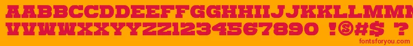 gomarice katamari serif-Schriftart – Rote Schriften auf orangefarbenem Hintergrund