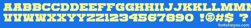 フォントgomarice katamari serif – 黄色の文字、青い背景