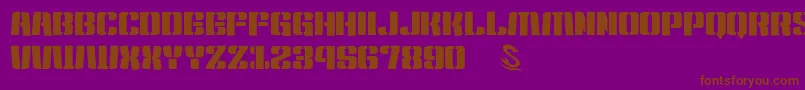 gomarice kensuco stencil-Schriftart – Braune Schriften auf violettem Hintergrund