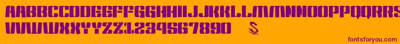 gomarice kensuco stencil-Schriftart – Violette Schriften auf orangefarbenem Hintergrund