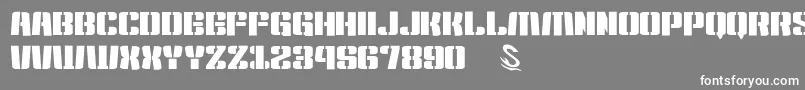 フォントgomarice kensuco stencil – 灰色の背景に白い文字