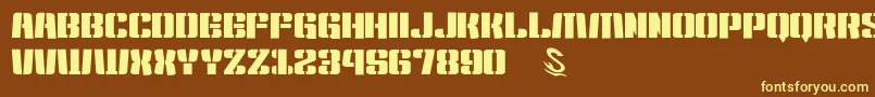 gomarice kensuco stencil-fontti – keltaiset fontit ruskealla taustalla