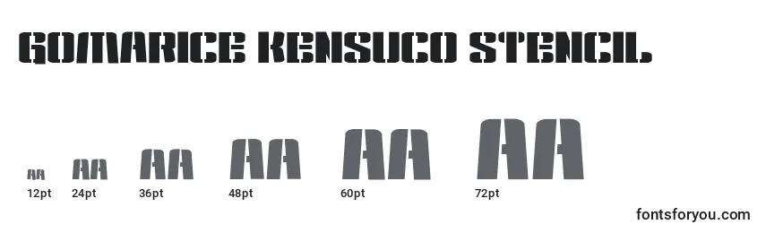 Gomarice kensuco stencil Font Sizes
