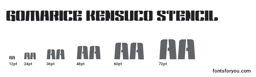 Gomarice kensuco stencil-fontin koot