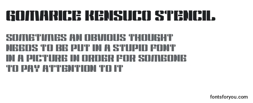 Review of the Gomarice kensuco stencil Font
