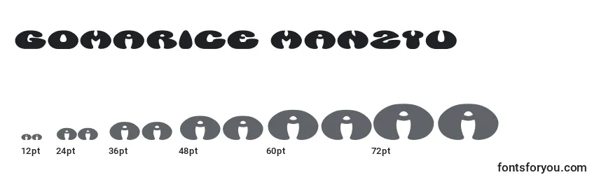 Размеры шрифта Gomarice manzyu