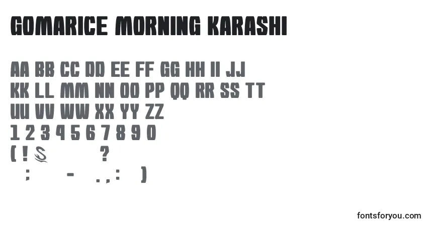 Schriftart Gomarice morning karashi – Alphabet, Zahlen, spezielle Symbole