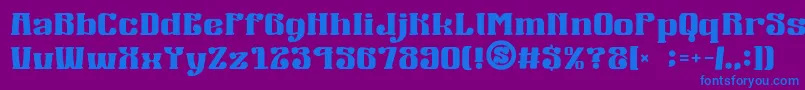 gomarice mucha wo minagara milk tea-Schriftart – Blaue Schriften auf violettem Hintergrund