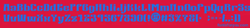 gomarice mucha wo minagara milk tea-Schriftart – Blaue Schriften auf rotem Hintergrund
