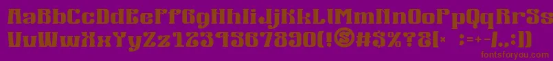 gomarice mucha wo minagara milk tea-Schriftart – Braune Schriften auf violettem Hintergrund