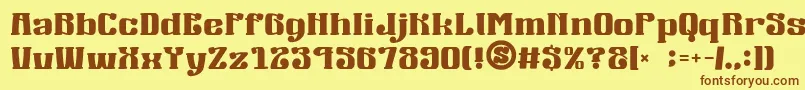 Шрифт gomarice mucha wo minagara milk tea – коричневые шрифты на жёлтом фоне