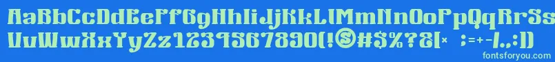 gomarice mucha wo minagara milk tea Font – Green Fonts on Blue Background