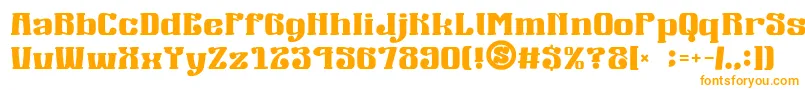 gomarice mucha wo minagara milk tea-Schriftart – Orangefarbene Schriften auf weißem Hintergrund