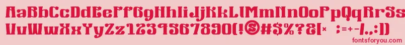 gomarice mucha wo minagara milk tea-Schriftart – Rote Schriften auf rosa Hintergrund