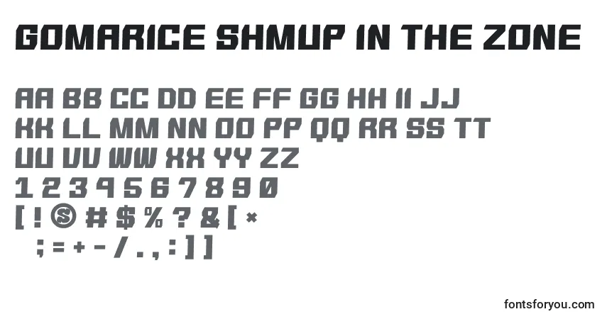 Czcionka Gomarice shmup in the zone – alfabet, cyfry, specjalne znaki