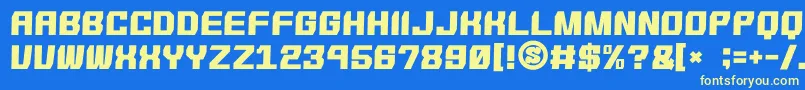 Weitere Informationen zur gomarice shmup in the zone-Schriftart gomarice shmup in the zone-Schriftart – Gelbe Schriften auf blauem Hintergrund