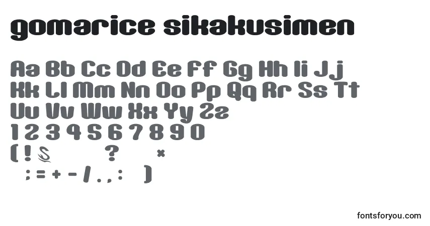 A fonte Gomarice sikakusimen – alfabeto, números, caracteres especiais