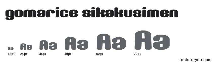Размеры шрифта Gomarice sikakusimen
