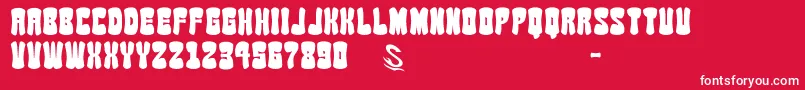 gomarice soy sauce junky-Schriftart – Weiße Schriften auf rotem Hintergrund