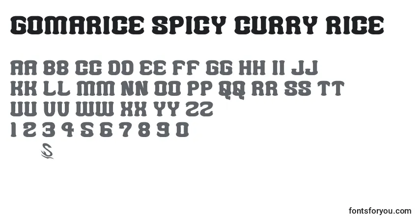 Gomarice spicy curry rice-fontti – aakkoset, numerot, erikoismerkit