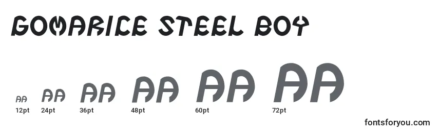 Größen der Schriftart Gomarice steel boy
