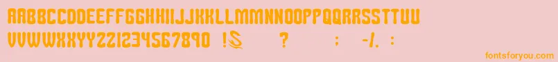 フォントgomarice tomipop – オレンジの文字がピンクの背景にあります。